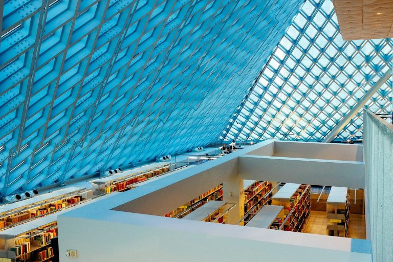 library, books, shelves